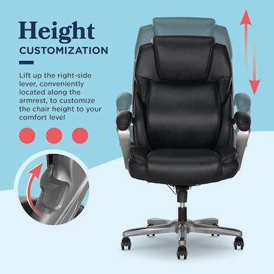 La-Z-Boy Niall AIR Lumbar Pro+ Ergonomic Vegan Leather Executive Big & Tall Chair, 400 lb. Capacity, Black (60114-BLK)
