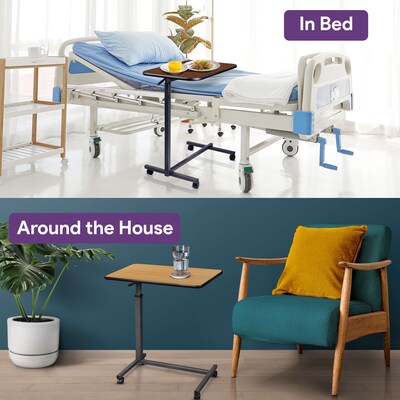 ProHeal Medical Adjustable Overbed Table w/ Wheels, Cherry (PH-16210H)