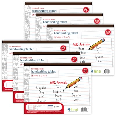 C-Line Handwriting Practice Paper, 11 x 8.5, White, 40 Sheets/Pad, 6 Pads/Bundle (CLI23100-6)