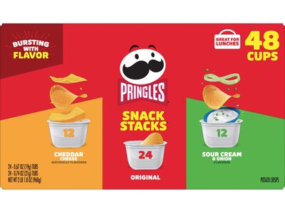 Pringles Snack Stacks Variety Pack Crisps, 48 Cups/Carton (38000-14991)