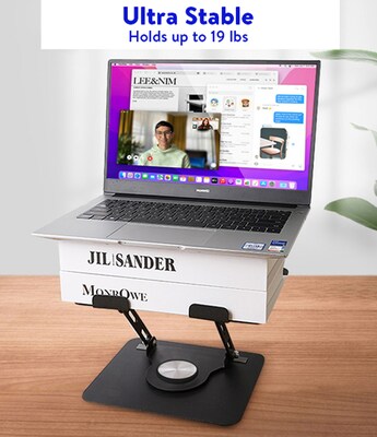 Uncaged Ergonomics 10.2" x 10" Metal Swivel Laptop Stand 2.0, Black (SLS-Black)