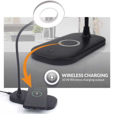 Newhouse Lighting Zlata Dimmable and Wireless Charging Desk Lamp, Black (NHDK-ZL-BK)