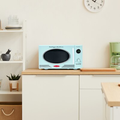 Nostalgia 0.9 Cu. Ft. Countertop Microwave, Aqua (NRMO9AQ)