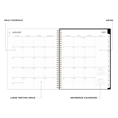 2027 Blue Sky Baccara Dark 8 x 10 Calendar Year Monthly Planner, Plastic Cover (110216-27)