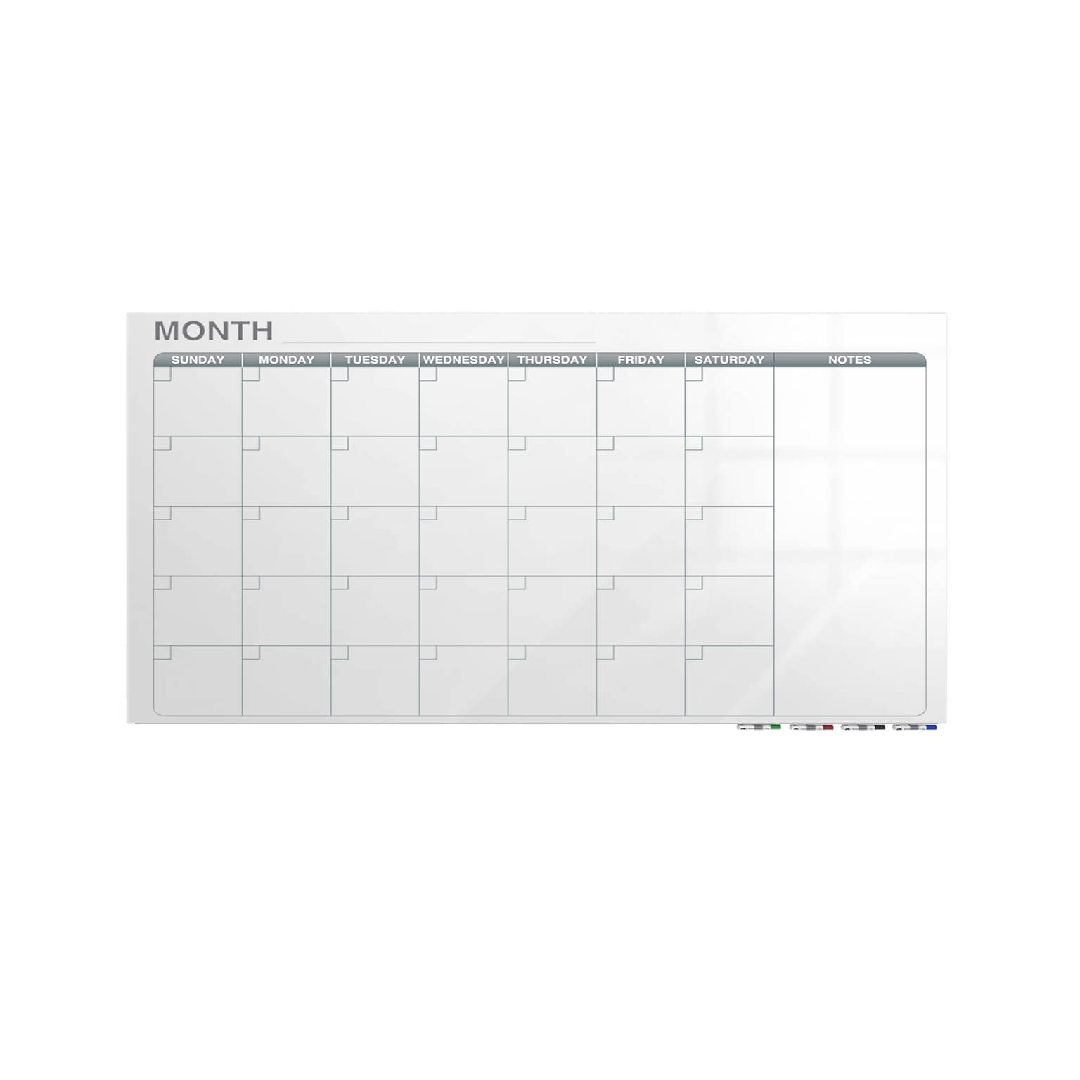 Ghent Aria Magnetic Glass Dry-Erase Calendar Whiteboard, 3 x 2 (GRPARIASM31M-23)