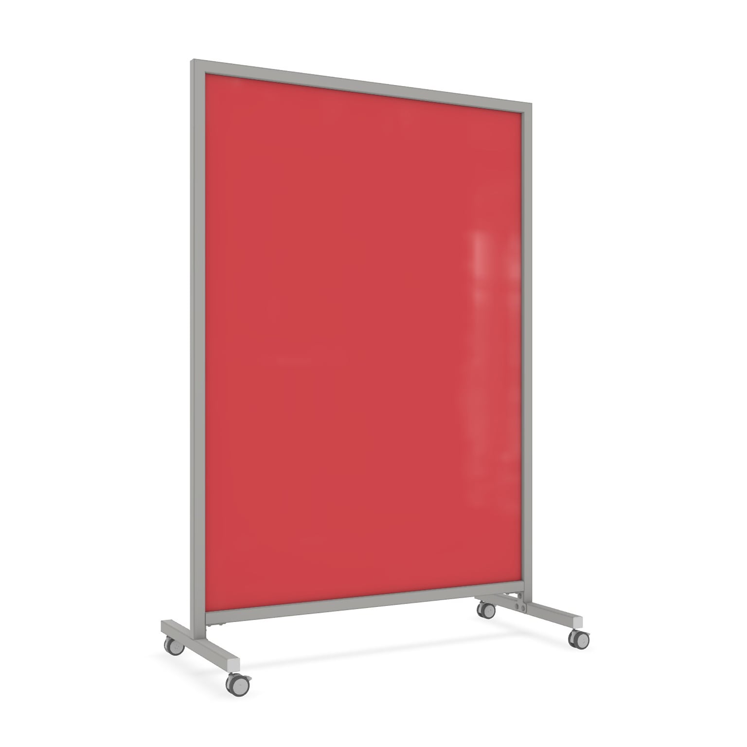 Ghent EZ Magnetic Glass Mobile Dry-Erase Whiteboard, Aluminum Frame, 75H x 50W, Rose (EZ1MA7550RS)