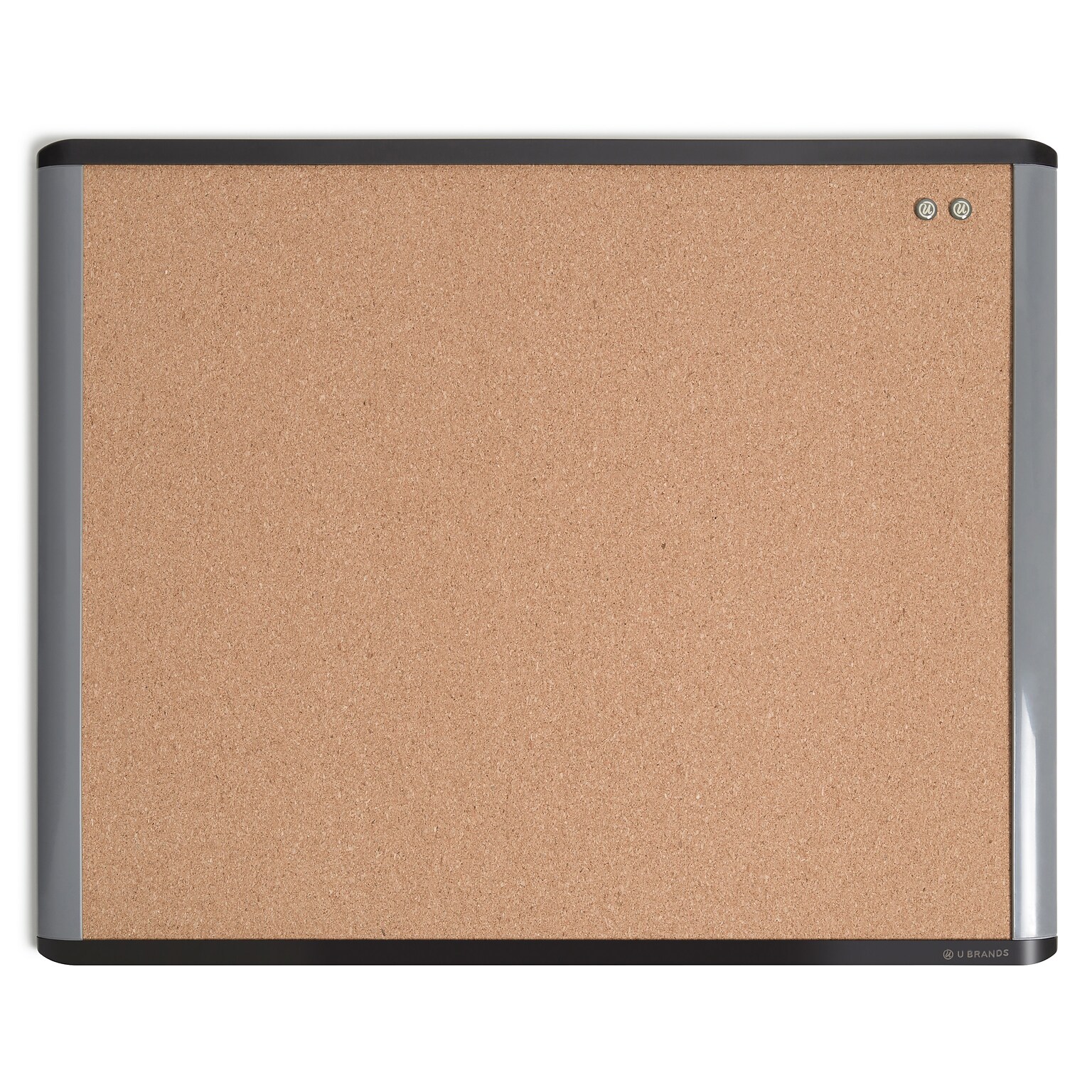 U Brands MOD Cork Bulletin Board, Black and Gray Frame, 20 x 16 (390U00-01)