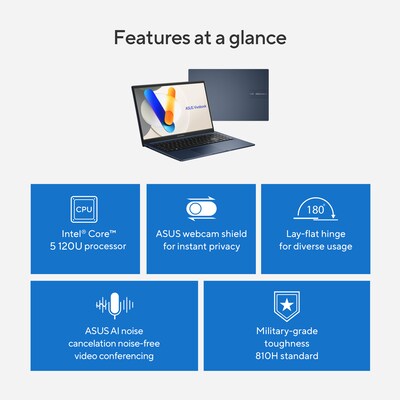 ASUS Vivobook 15 FHD 15.6" Laptop, Intel Core 5 120U, 16GB RAM, 512 GB SSD, Backlit Keyboard, Windows 11