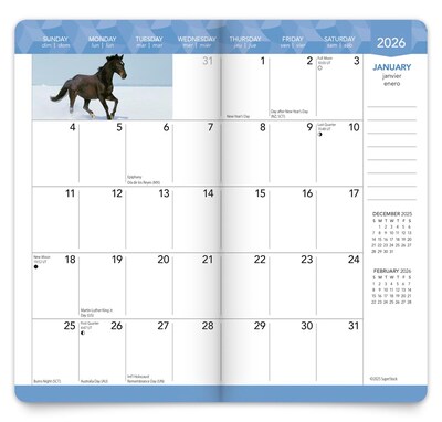 2026-2027 BrownTrout Horse Lovers 3.5" x 6.5" Monthly Planner (9798330703715)