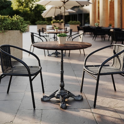 Flash Furniture Acadia 31.25 Round Wooden Dining Table with Bistro Base, Dark Brown/Black Base (STRD31WBRST2222)