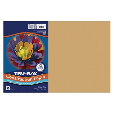 Tru-Ray 12 x 18 Construction Paper, Almond, 50 Sheets/Pack, 5 Packs/Bundle (PAC103074-5)