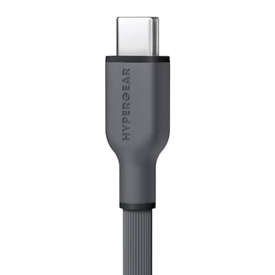 HyperGear Flexi Pro USB-C to USB-C Soft-Touch Silicone Fast Charge and Sync Cable, 10 ft., Gray (15994)