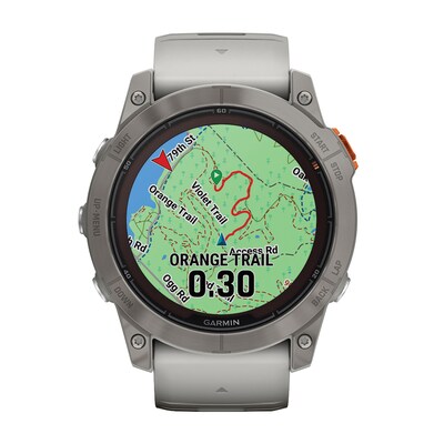 Garmin fenix 7X Pro Sapphire Solar Edition Smartwatch, Fog Gray & Ember Orange, 51mm (GRM0277814)