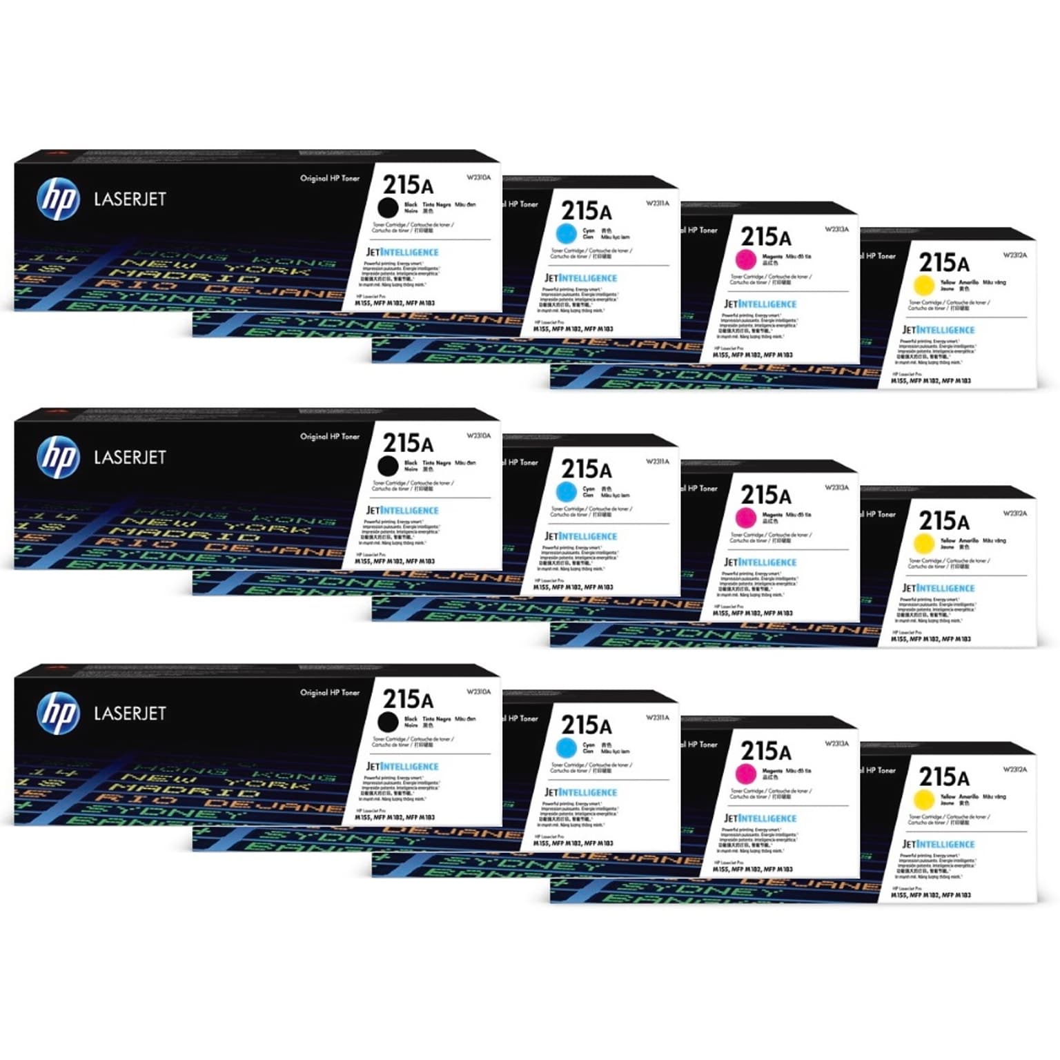 HP 215A Black/Cyan/Magenta/Yellow Standard Yield Toner Cartridge Set, 3/Pack (HP215A3SETS-STP)