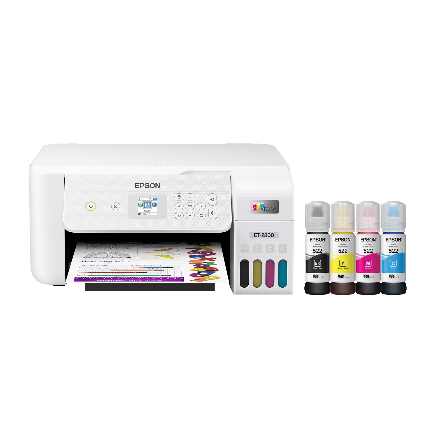 Epson EcoTank ET-2800-W Wireless Color Inkjet Printer, All-In-One Supertank, Print, Scan, Copy (9472539)