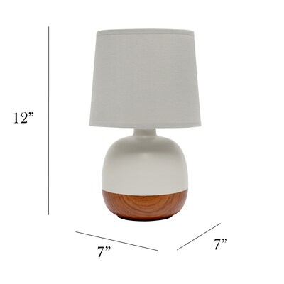 Simple Designs Petite Mid Century Table Lamp, Dark Wood and Light Gray (LT2078-DWG)
