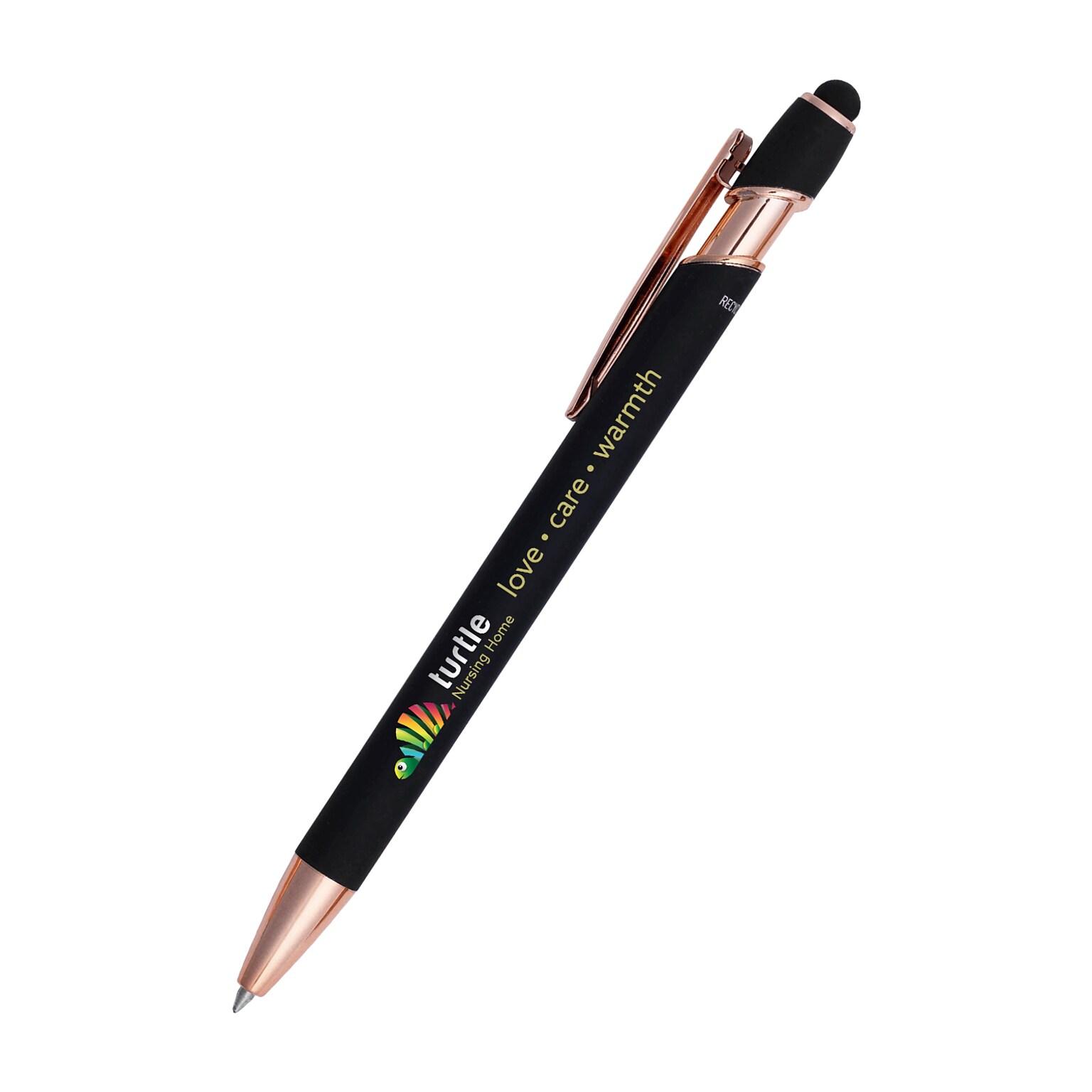 Custom Lexi Stylus Satin Soft Touch Gel Click Pen With Rose Gold (Recycled Aluminum)
