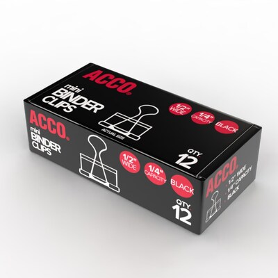ACCO Binder Clips, Mini, Black, Dozen (A7072010)