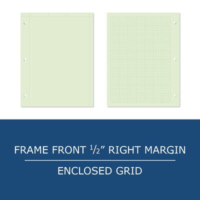 Roaring Spring Paper Products 8.5" x 11" Engineer Pad, 15 lb. Green Tinted Paper, 5x5 Grid Layout, 12 Pads/Case (95389CS)