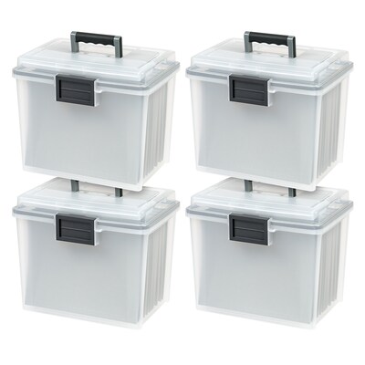 Iris WeatherPro Portable File Box, Letter Size, Clear, 4/Carton (110351CT)