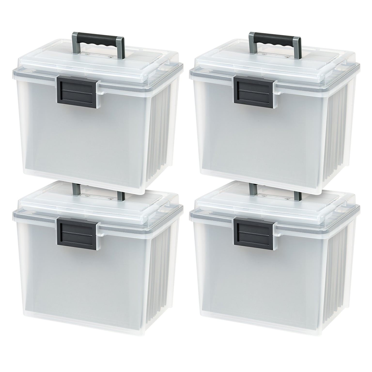 Iris WeatherPro Portable File Box, Letter Size, Clear, 4/Carton (110351CT)