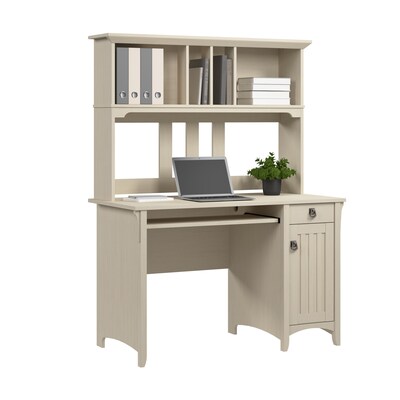 Bush Furniture Salinas 48W Small Computer Desk with Hutch, Antique White (MY72208-03)