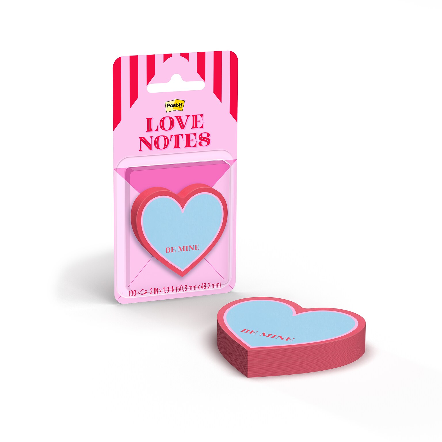 Post-it Notes, 2 x 2 Heart, Love Notes Collection, 100 Sheet/Pad (SVAL26-HN-6)