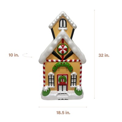 Fraser Hill Farm 32” Gingerbread House Christmas Blow Mold (FFBM-1GNB-MLT)