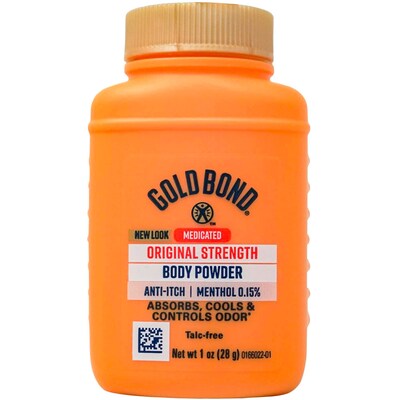 Gold Bond Talc-Free Body Powder, 1 oz Travel Bottle, 10 Bottles/Bag, 14 Bags/Carton