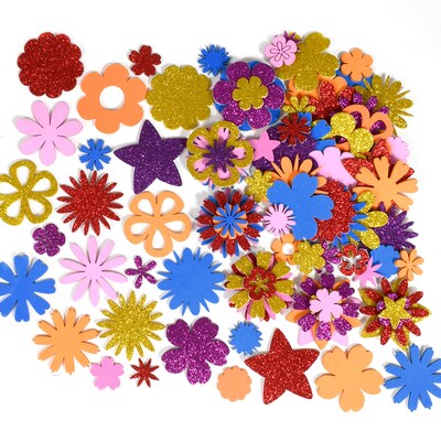 Ready2Learn Glitter and Foam Sticker Stacking Flowers, Multicolored, 144/Pack (CE-10089)