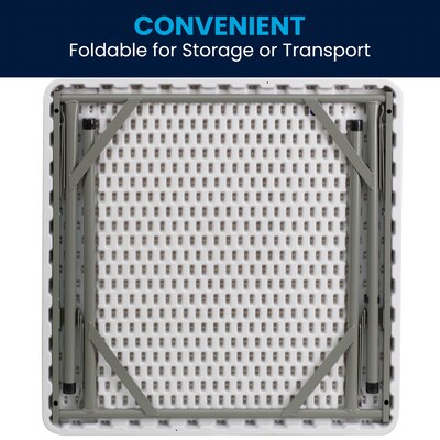 Flash Furniture Elon 34.25" x 34.25" Plastic Square Folding Table, Granite White (DADYCZ86)