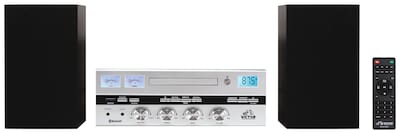 Victor Milwaukee 50 Watt Desktop CD Stereo Wireless Bluetooth System, Silver (VDTS-4450-SL)