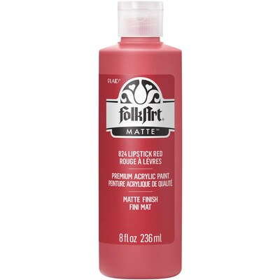 FolkArt Acrylic Paint Matte, 8oz., Lipstick Red, 3/Pack(FLK824-3)