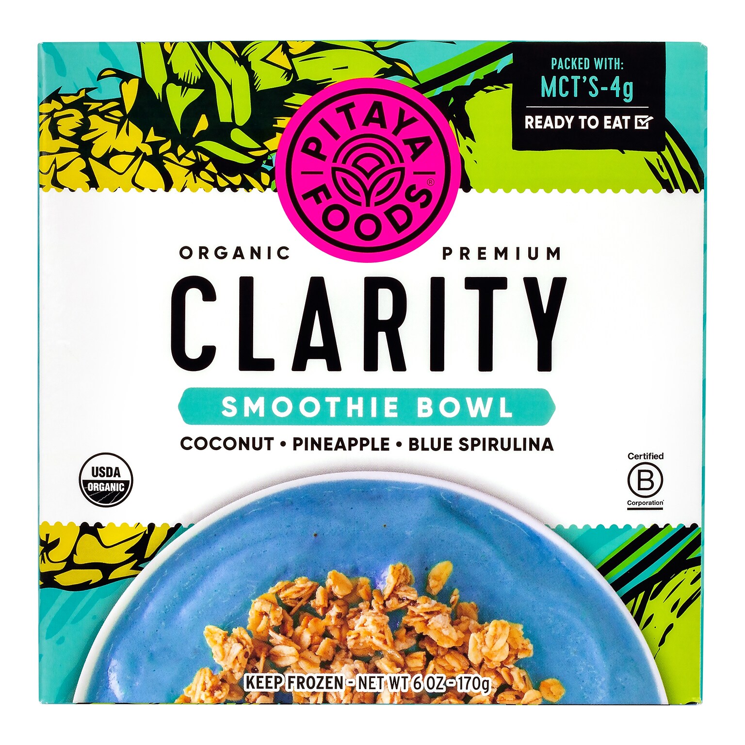 Pitaya Foods Organic Smoothie Bowl, Clarity, 6 oz, 6/Pack (220-02482)