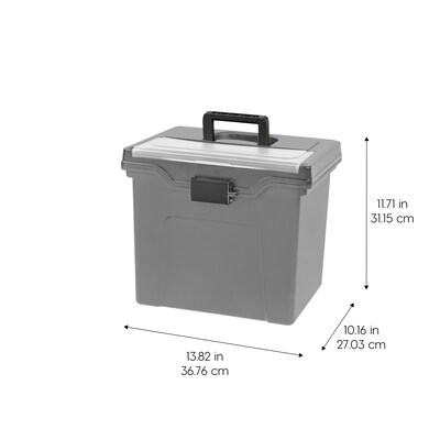 Iris Portable Locking File Box, Letter Size,Elephant Gray, 4/Pack (500412)