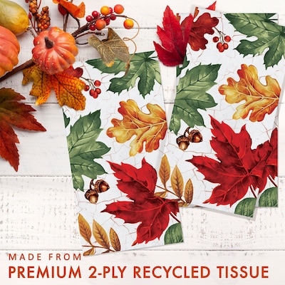 Say Hooray! Autumn Air Paper Plates and Guest Towels Kit, Multicolored, 48/Pack (DTC9387E2H)