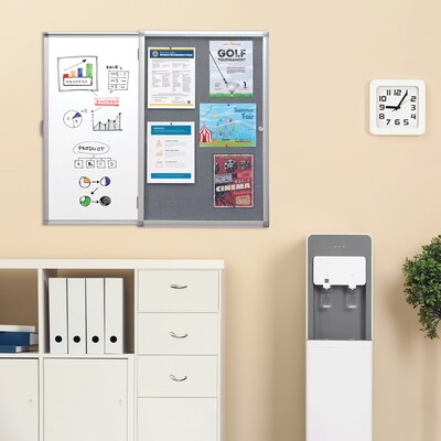 Enclosed Bulletin Board with Sliding Whiteboard, 36" x 24", Aluminum Frame (EGP-HD-0527)