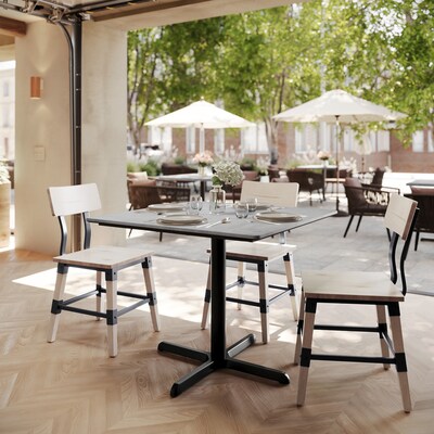 Flash Furniture Acadia Square Wooden Dining Table with X-Base, 36D x 36W, Gray Faux Concrete/Black Base (STSQ36CGT3030)