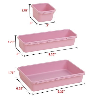 Staples 8-Piece Plastic Drawer Organizer Set, Dusty Pink (ST63890)