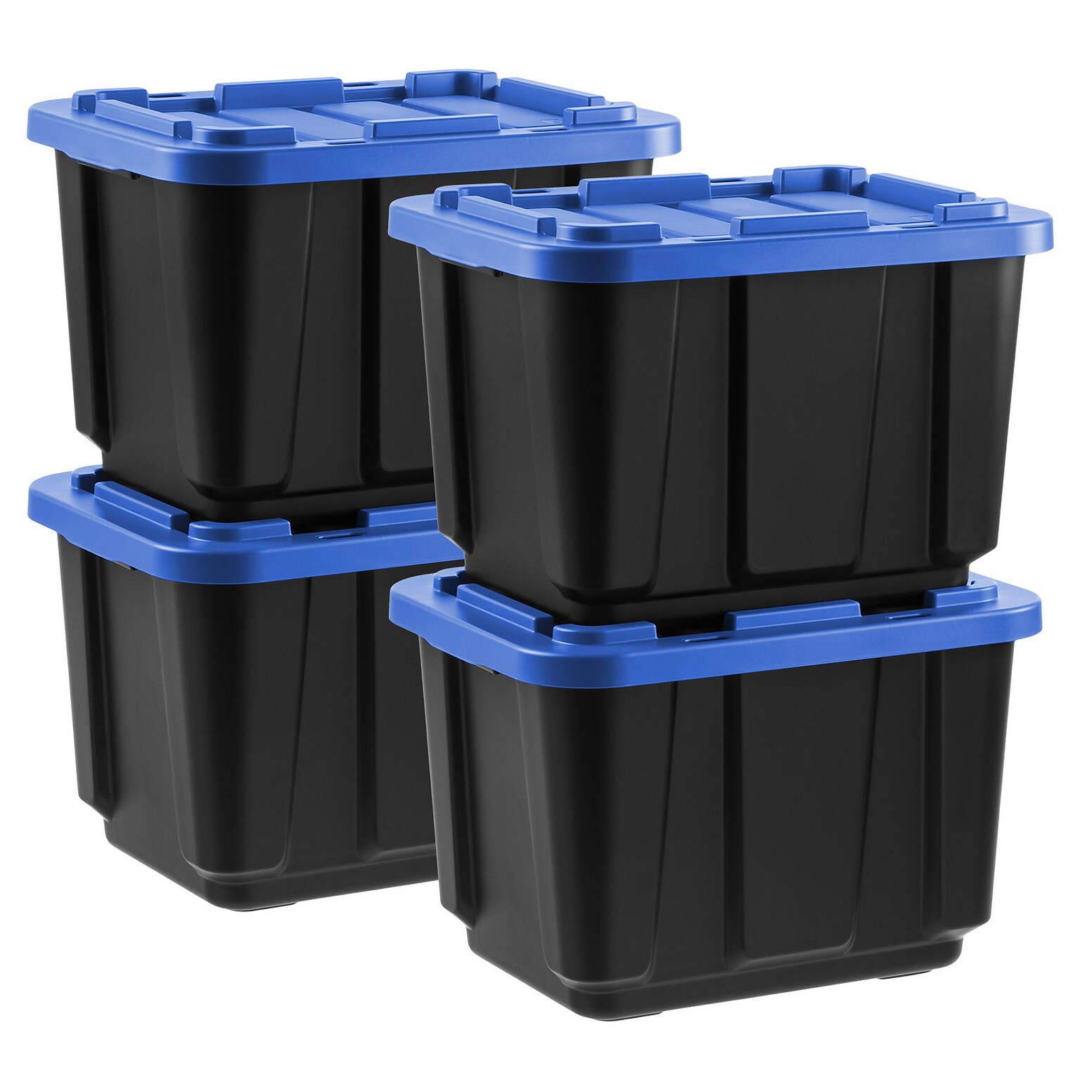 Iris 46 Quart Storage Container with Latching Lid, Plastic, Black, 4/Pack (500410)