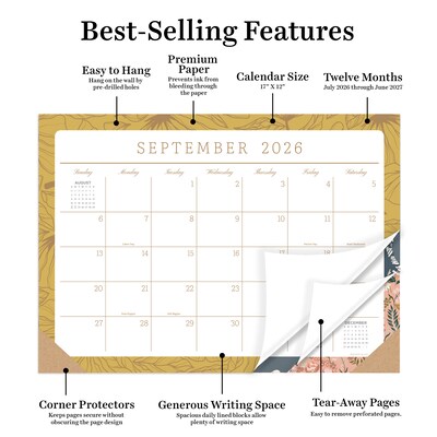 2026-2027 TF Publishing Artisan Legacy 17" x 12" Academic Monthly Desk Pad Calendar (AY27-8500)