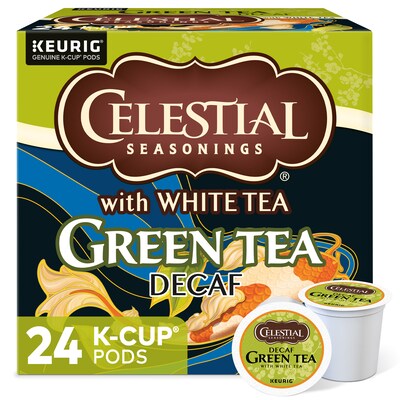 Celestial Seasonings Decaf Green Tea with White Tea, 0.9 oz. Keurig® K-Cup® Pods, 24/Box (14737)