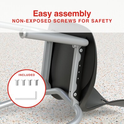 Staples Polypropylene 18" Student Chair, Black, 4/Box (ST63540)