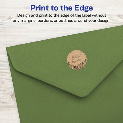 Avery Laser/Inkjet Burst Multipurpose Labels, 3" Dia., Kraft Brown, 150 Labels/Pack ( 94609)