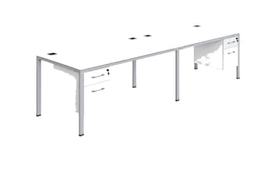 Boss Office Products Simple System 66W Desk with Pedestal, White, 2/Set  (SGSD006-202-WT)