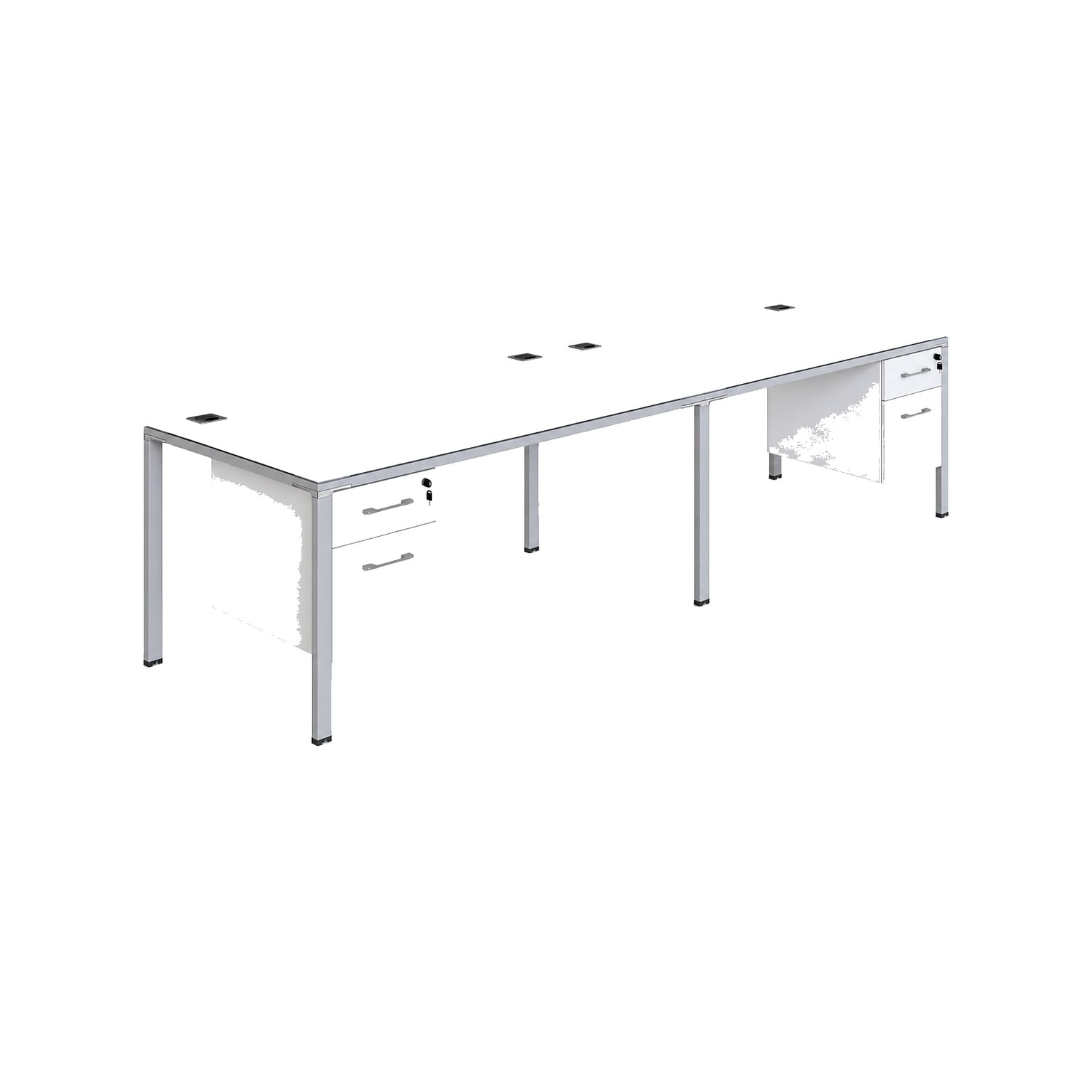 Boss Office Products Simple System 66W Desk with Pedestal, White, 2/Set  (SGSD006-202-WT)