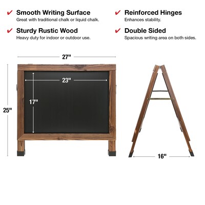 Excello Global Products 18x24 Chalkboard Coroplast Combo A-Frame, Brown (EGP-HD-0534-BN)