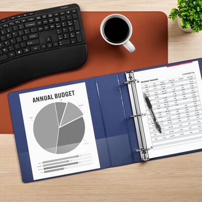 Staples® Standard 2" 3 Ring View Binder with D-Rings, Blue (26445-CC)