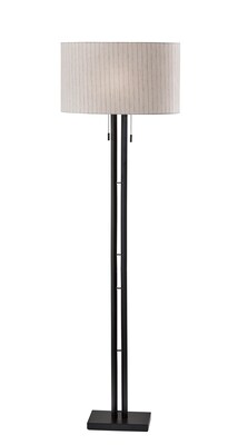 Adesso Foster 62H Black Floor Lamp with Off-White Linen Shade (4360-01)