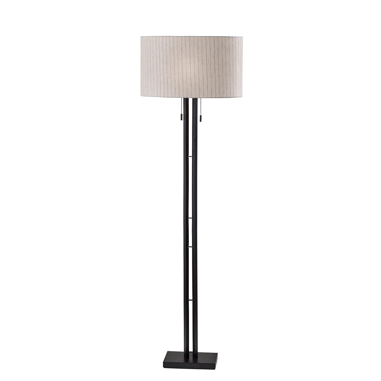 Adesso Foster 62H Black Floor Lamp with Off-White Linen Shade (4360-01)